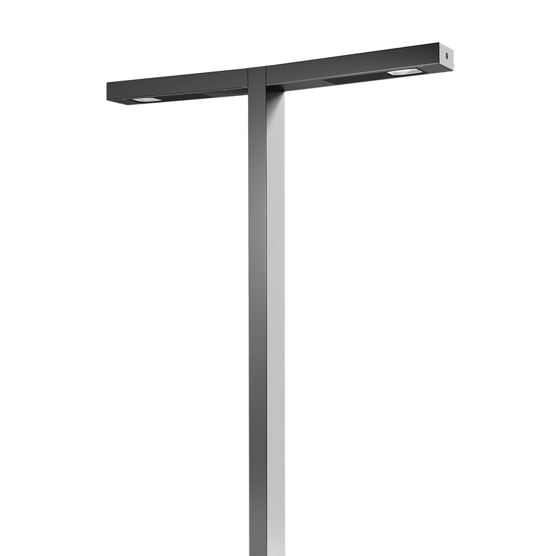 Domitienne - poteau rectangulaire 250 x 150 mm, versions 1 ou 2 feux, hauteurs de 4 à 8 m, aluminium, verre trempé sérigraphié