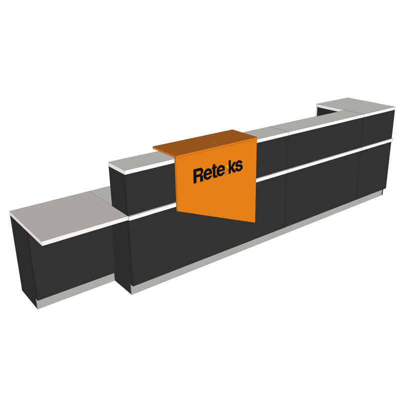 Comptoir d’accueil 4 blocs en bois mélaminé - rangements multiples et adaptés PMR