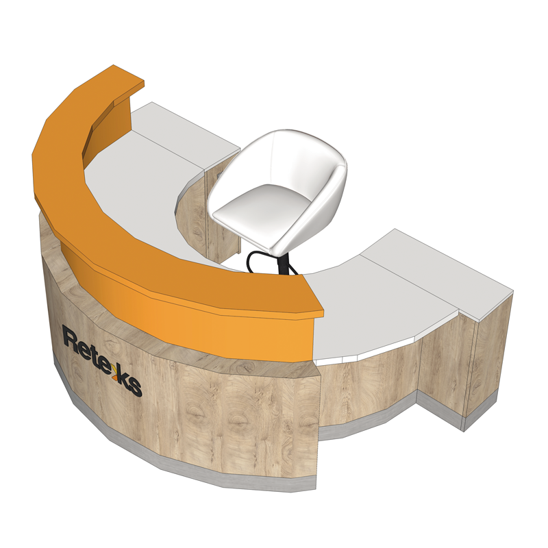Comptoir demi-circulaire 1 bloc en bois mélaminé - accueil PMR