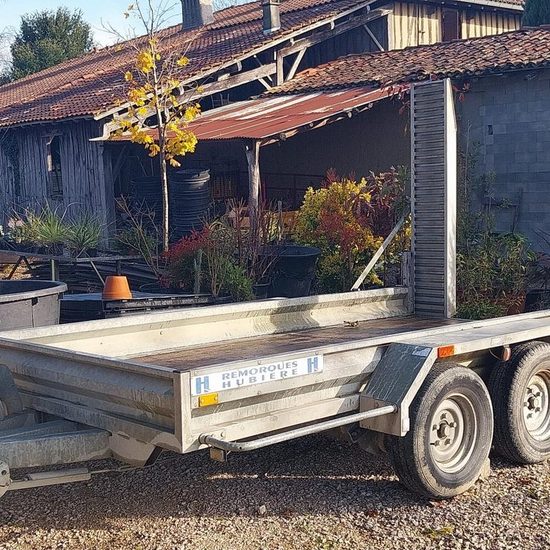 Remorque porte-engin Hubière TPF352R35 - 3.5T - 2 essieux - 5.2 m - bon état