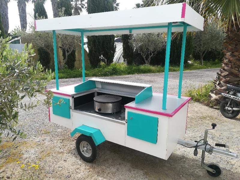 Remorque à crêpes ambulante - HT Sol 1,90 x long 2 m - Comme neuve - 2017