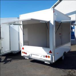 Remorque MAGASIN 3 m x 2 m x hauteur 2,3 m - 1 ou 2 ouvrants