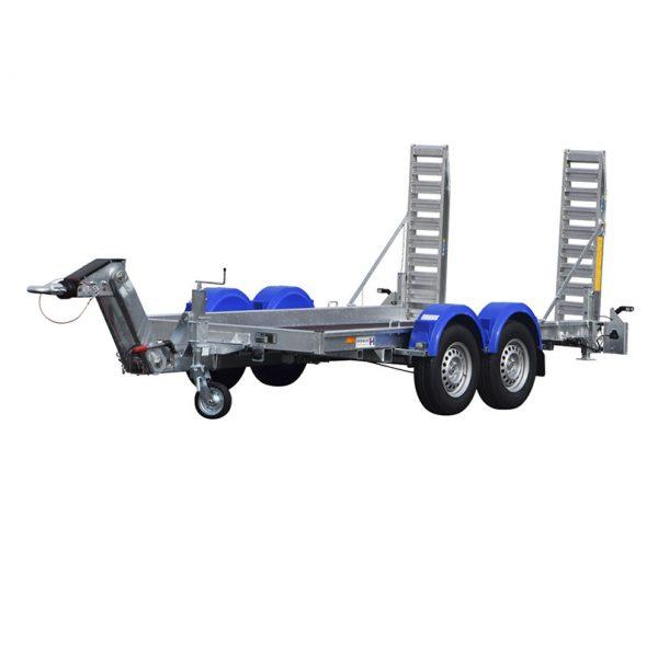 Remorque porte engins Hubière - PTAC 3500 kg, 3.56 m de long, 2 essieux centraux, 4 roues 195 R 14 C