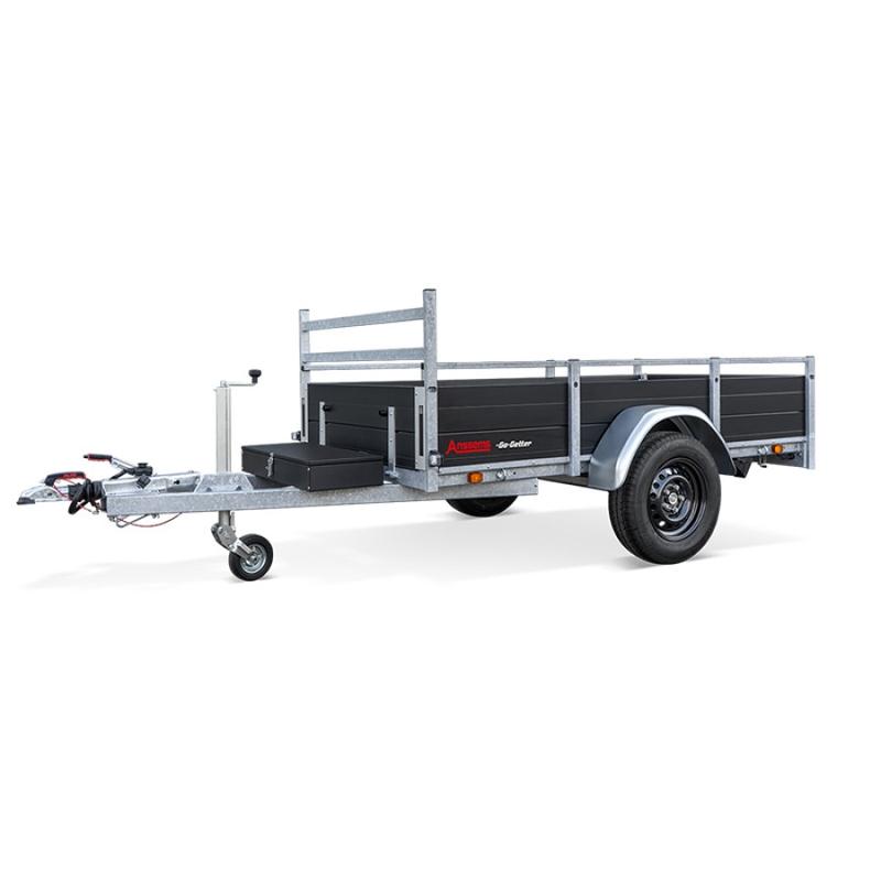 Remorque ridelles aluminium BSX 1350.251 version Go Getter Anssems - PTAC 1350 kg, charge utile 1050 kg, plancher bois