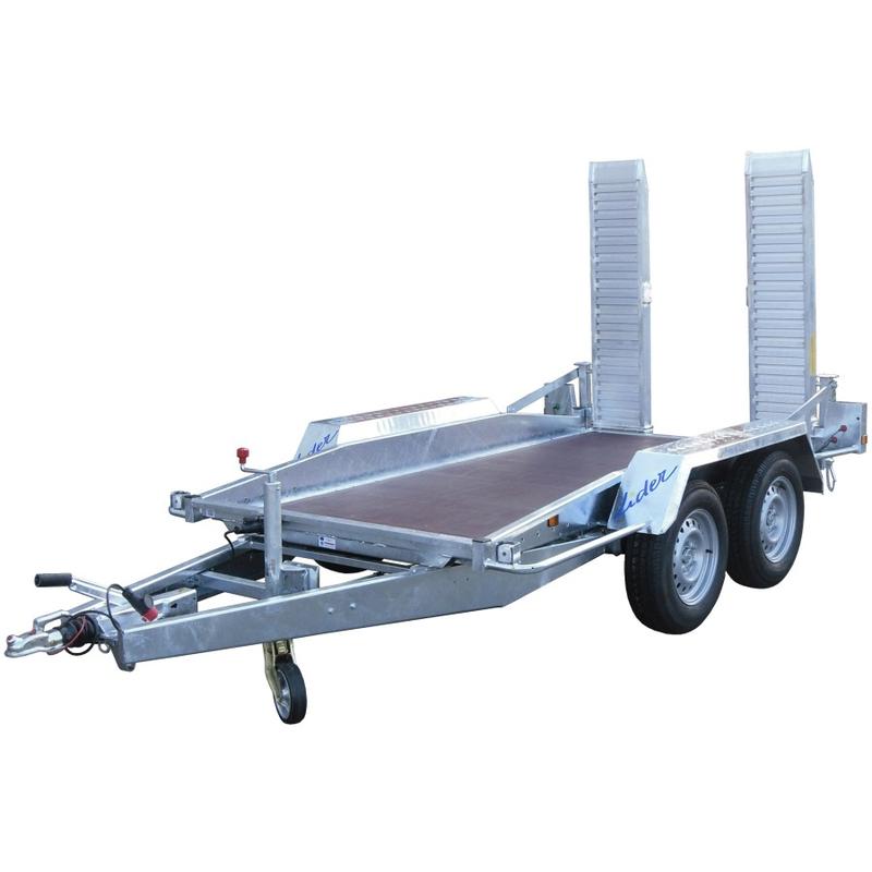 Porte-engins 40850 Lider - Remorque porte-engins avec rampe, PTAC 2500 kg, 2 essieux, plancher bois