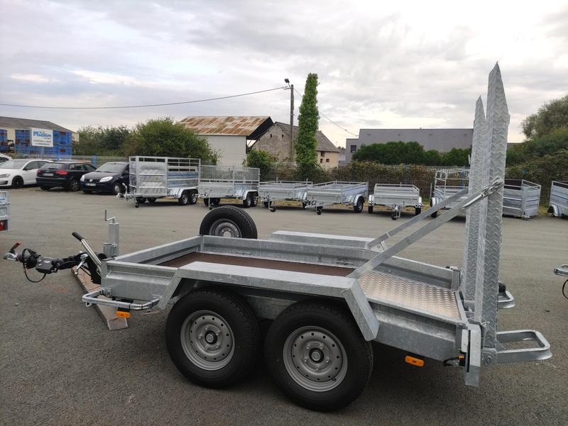 Porte nacelle sur mesure PTC 2500 kg - 2 essieux freinés, plancher bois, galvanisation à chaud