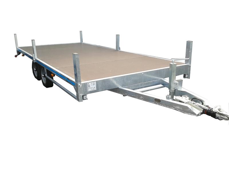 Remorque plateau MAG500 PTC 1600 à 3500 kg - 2 essieux freinés, plancher bois, galvanisée