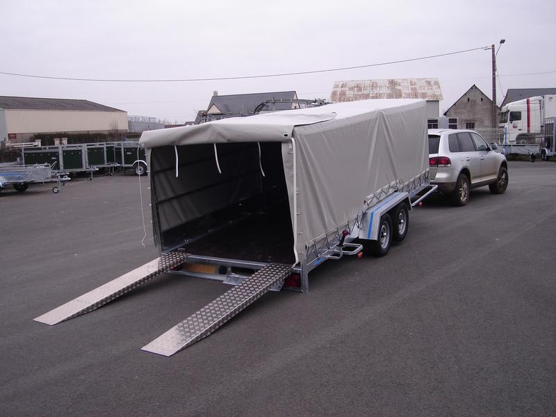 Remorque 200 PVP basculante PTC 2000 kg pour transport de voitures basses - Sur mesure