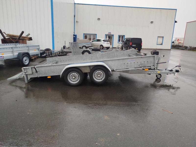 Remorque plateau 200 PVP PTC 2T occasion - 4x2m, basculement hydraulique, 2 essieux freinés