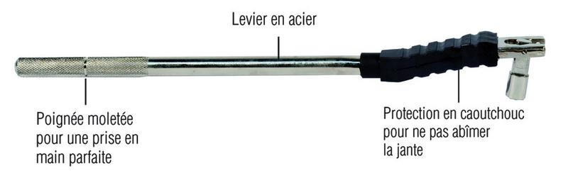 Levier tire-valve en acier avec protection de jante PROTOOLS