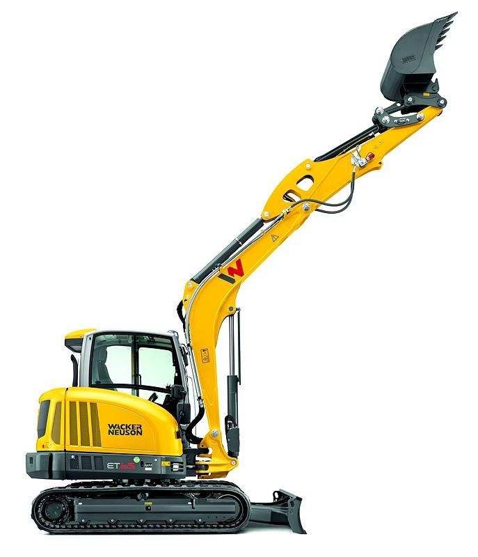 Mini-pelle sur chenilles Wacker Neuson ET65 - hauteur 2478 mm, largeur 1000 mm, avec gyrophare