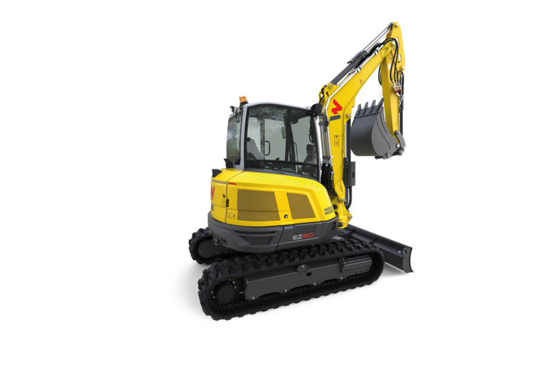 Pelle Zero Tail sur chenilles Wacker Neuson EZ50 - puissance 32,5 kW et profondeur de creusement 3667 mm