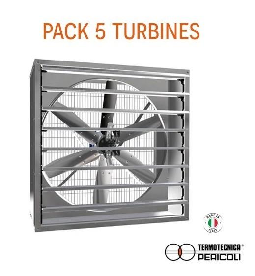 Pack 5 turbines de brassage galva - 40 000 m³/h, hélice inox 6 pales, 1380 x 1380 mm