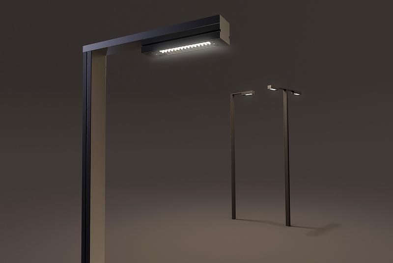 Lampadaire Tannat - Éclairage LED urbain, hauteur 4,5 à 8 m, profil Shiraz K 200x120 mm