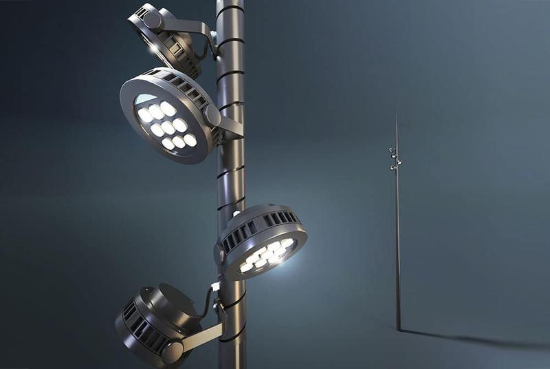 Aiguille - Mât d'éclairage scénographique Technalinox en aluminium - Hauteur 4,2 à 13,9 m