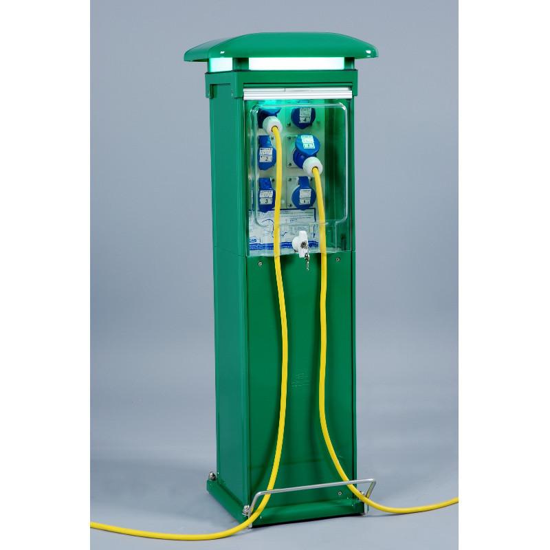 Borne camping car MINUS - borne eau et électricité en résine renforcée fibre de verre, avec ou sans compteur de consommation