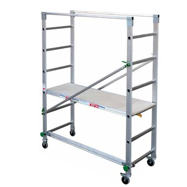 Trabattello ESTRO Semi-Professional Height Work 2.84m Aluminium - structure 68 cm de large, plancher aluminium avec piétinement bois multicouches