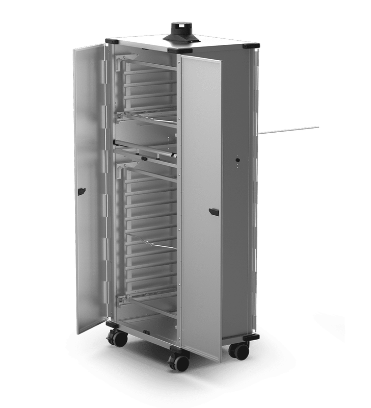 QUICK.Load 4+10 armoire mobile avec portes et paniers pour 14 plateaux alimentaires