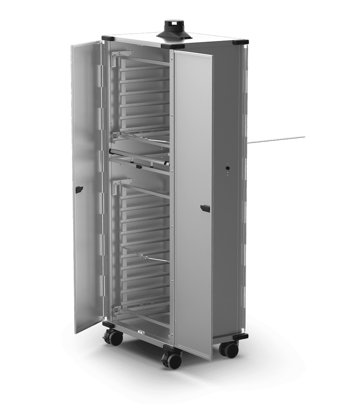 QUICK.Load 6+10 armoire mobile avec portes et paniers pour 16 plateaux alimentaires