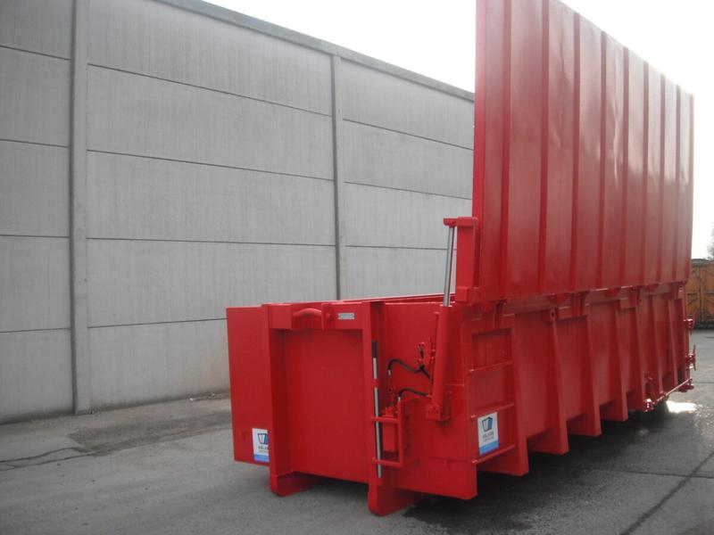 Benne avec toit hydraulique en 2 parties - conteneur pour déhets industriels