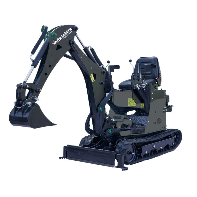 Mini-pelle Verts Loisirs VLPT815+ - 780 kg - 1,5 tonnes d'arrachement - moteur essence 9 CV