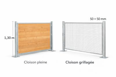 Panneaux en bois et grillage métallique