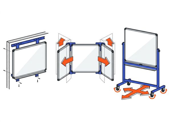 Tableau scolaire mural triptyque mobile