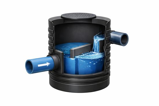 Chambre de trop-plein en coupe