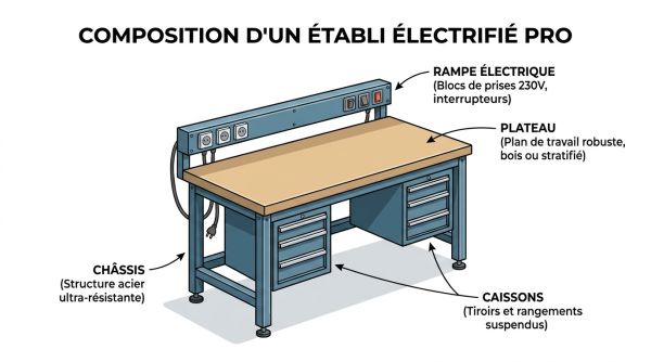 Composition d'un établi électrifié pro