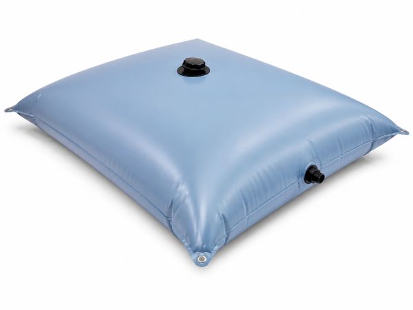 Réservoir souple bleu avec raccords noirs