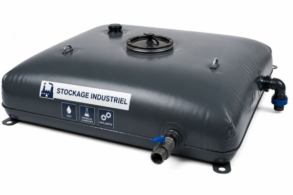 Réservoir souple industriel avec raccords bleus