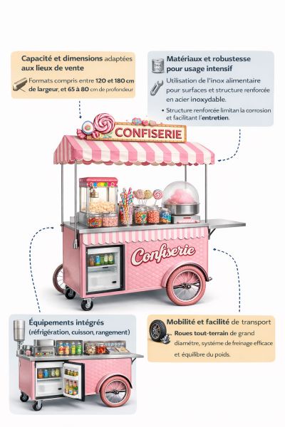 Capacité et dimensions adaptées aux lieux de vente