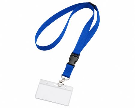 Lanière bleue avec porte-badge transparent