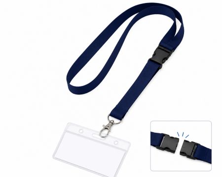 Lanière de sécurité bleu marine avec porte-badge