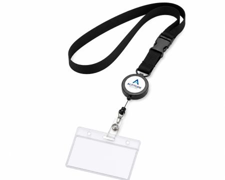 Lanière noire avec porte-badge rétractable