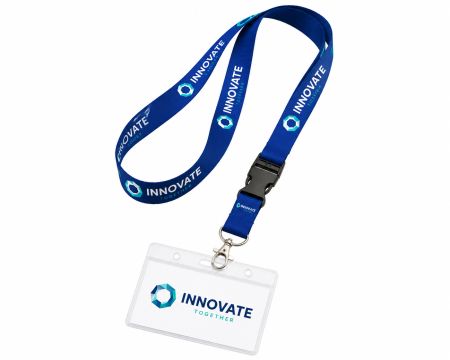 Porte-badge innovant avec lanière bleue