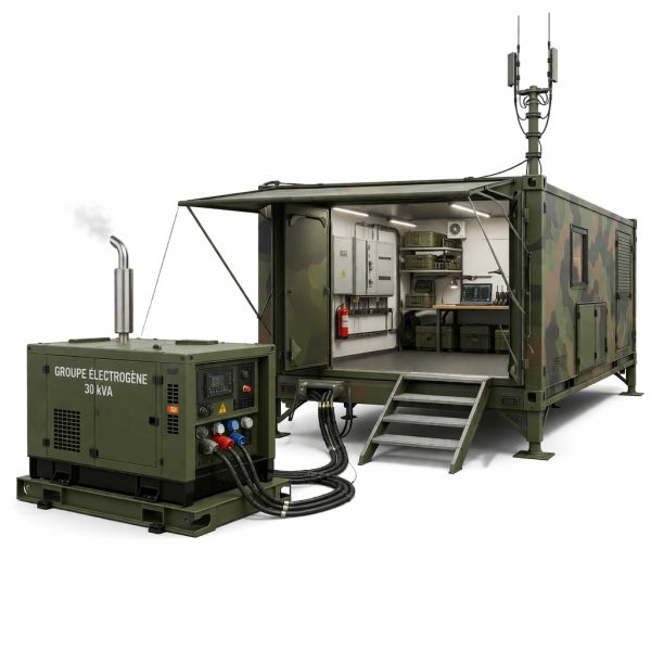 Abri militaire avec générateur externe