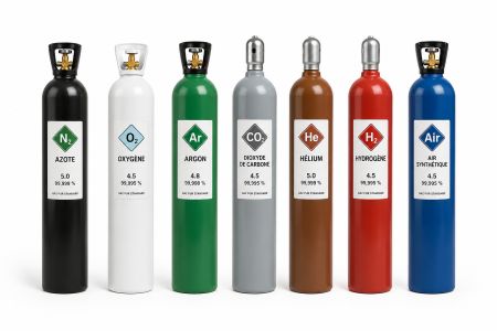 Cylindres de gaz industriels colorés