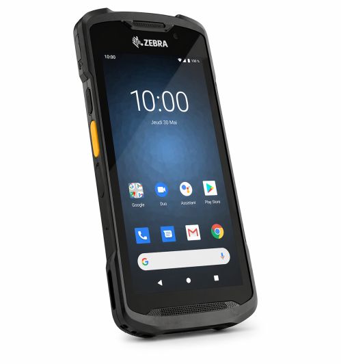 Appareil mobile robuste Zebra sur fond blanc