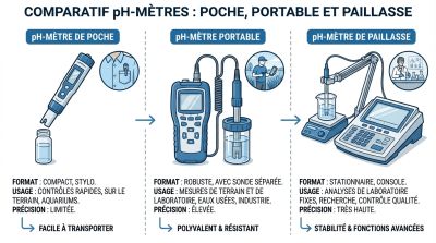 Comparatif pH-mètres poche, portable et paillasse