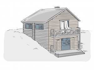 Chalet en bois à demi-niveau