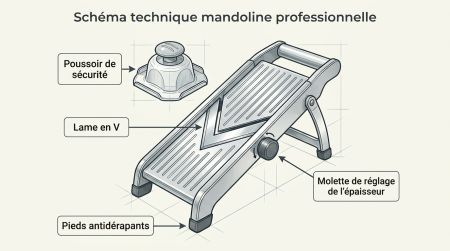 Schéma technique mandoline professionnelle