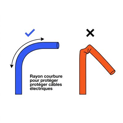 Rayon courbure pour protéger câbles électriques