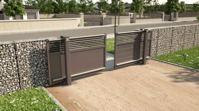 portail coulissant à double vantaux 