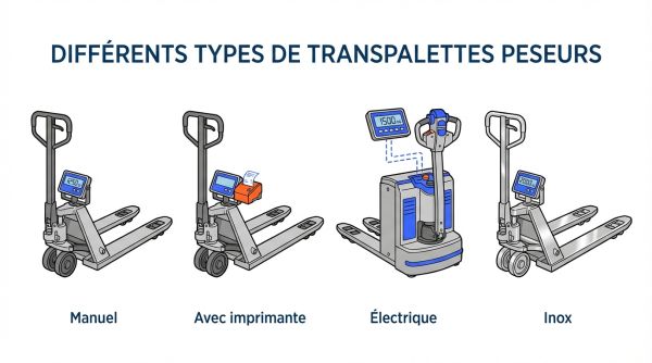 Différents types de transpalettes peseurs