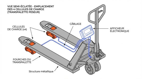 Vue éclatée capteurs transpalette peseur