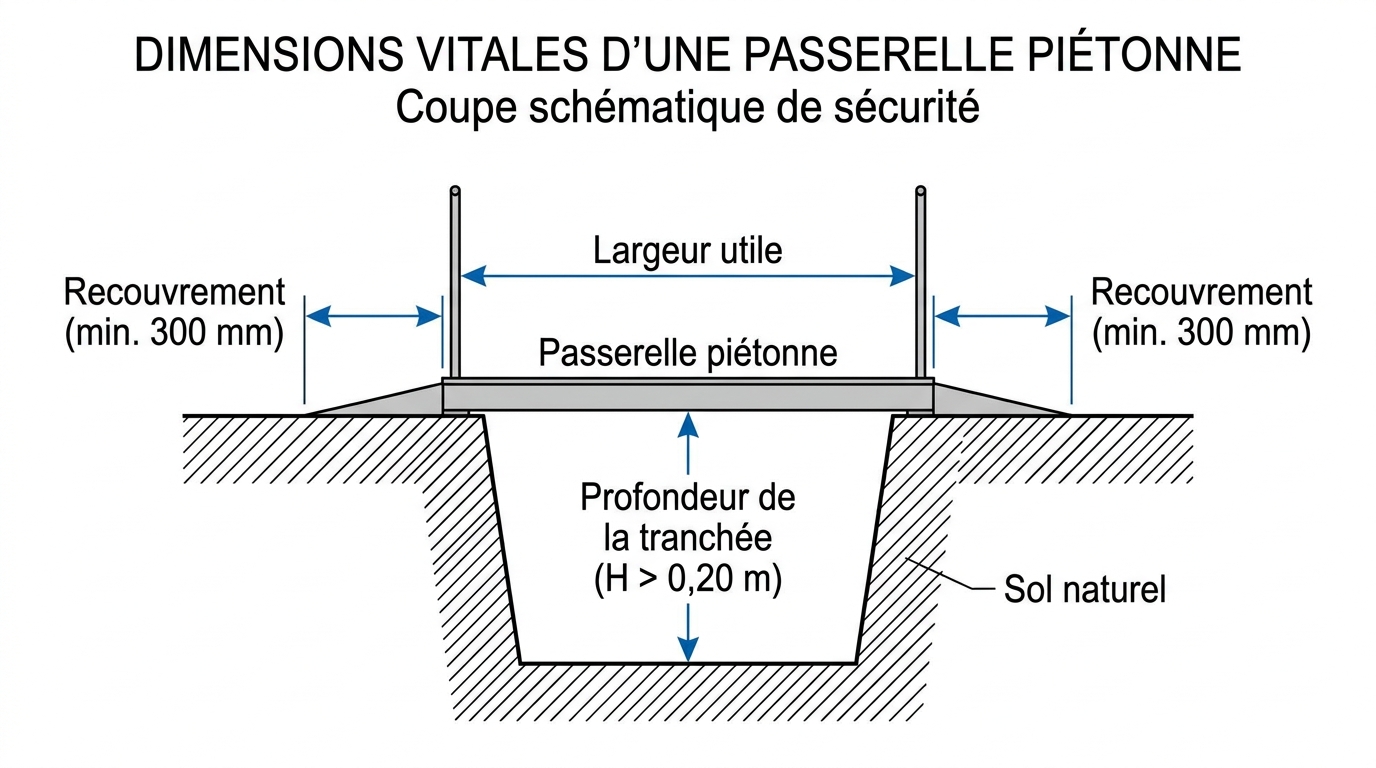 Dimensions passerelle piétonne