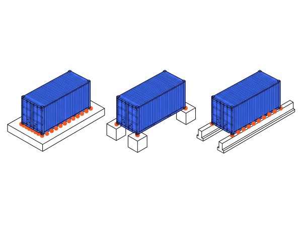 Fondation pour container industriel aménagé