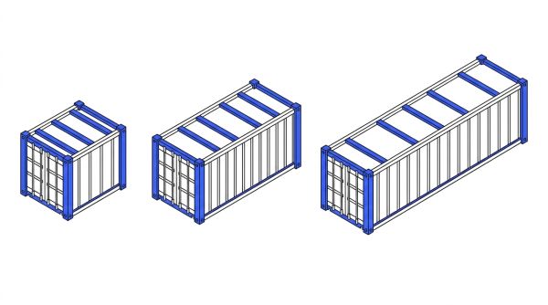 Formats container industriel 10 20 40 pieds