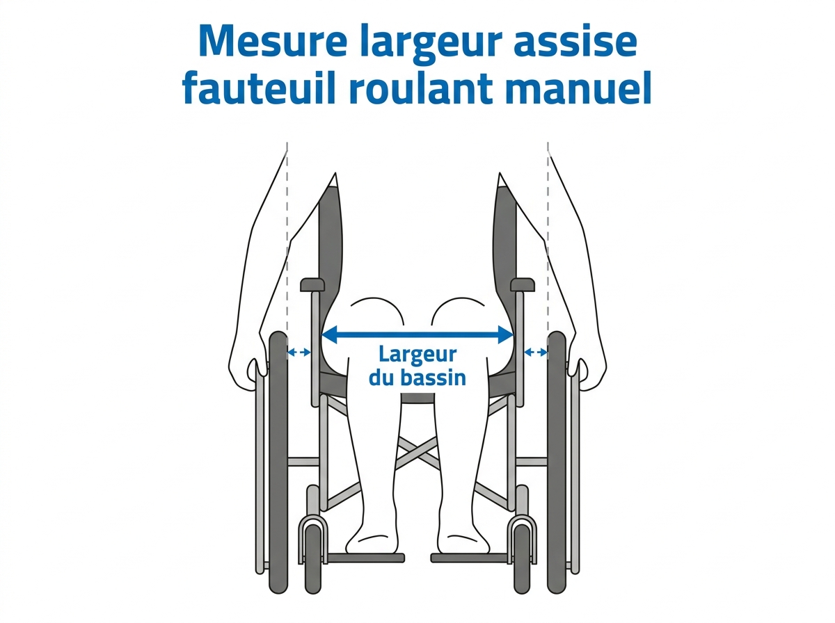 Mesure largeur assise fauteuil roulant manuel